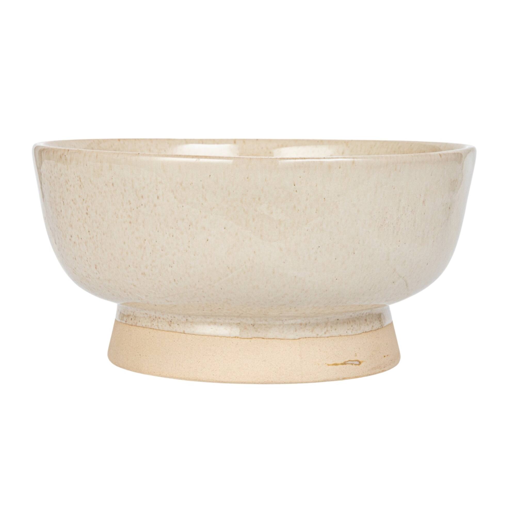 Hello Honey® 7" Cream Speckled Glaze Stoneware Footed Bowl
